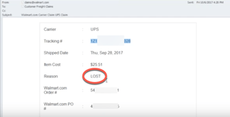 Walmart Freight Claim email
