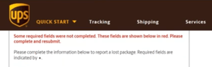 UPS Freight Claim Error