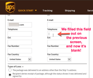 UPS Freight Claim Error