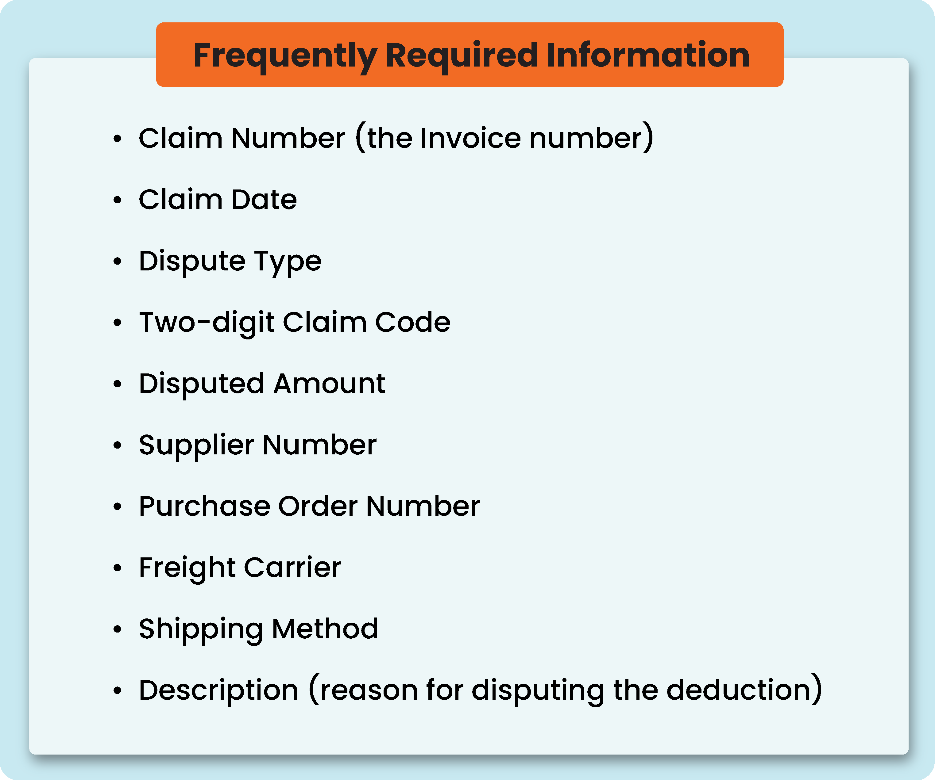 Frequently Required Information